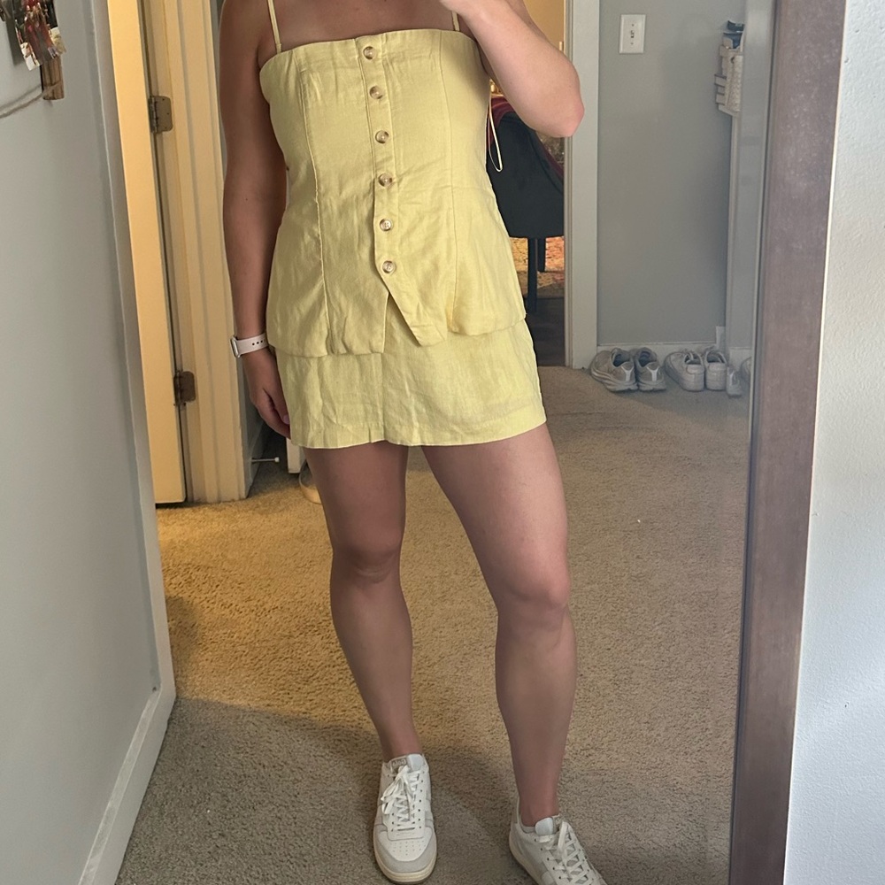 Abercrombie & Fitch Yellow Mini Skirt Scarlett Linen Blend